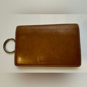 Coach Small Tan Card Holder/ Wallet with Key Ring